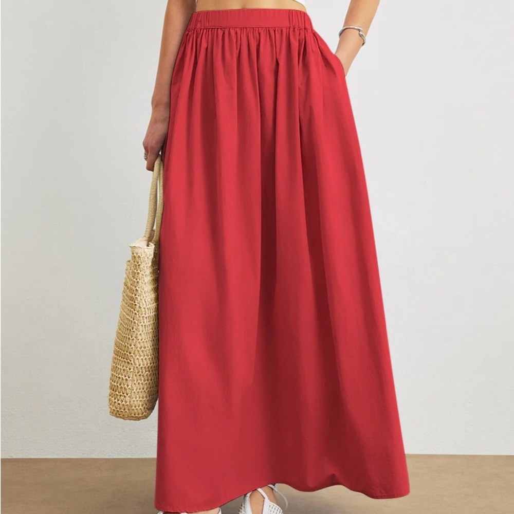 Red A-line Maxi Skirt
